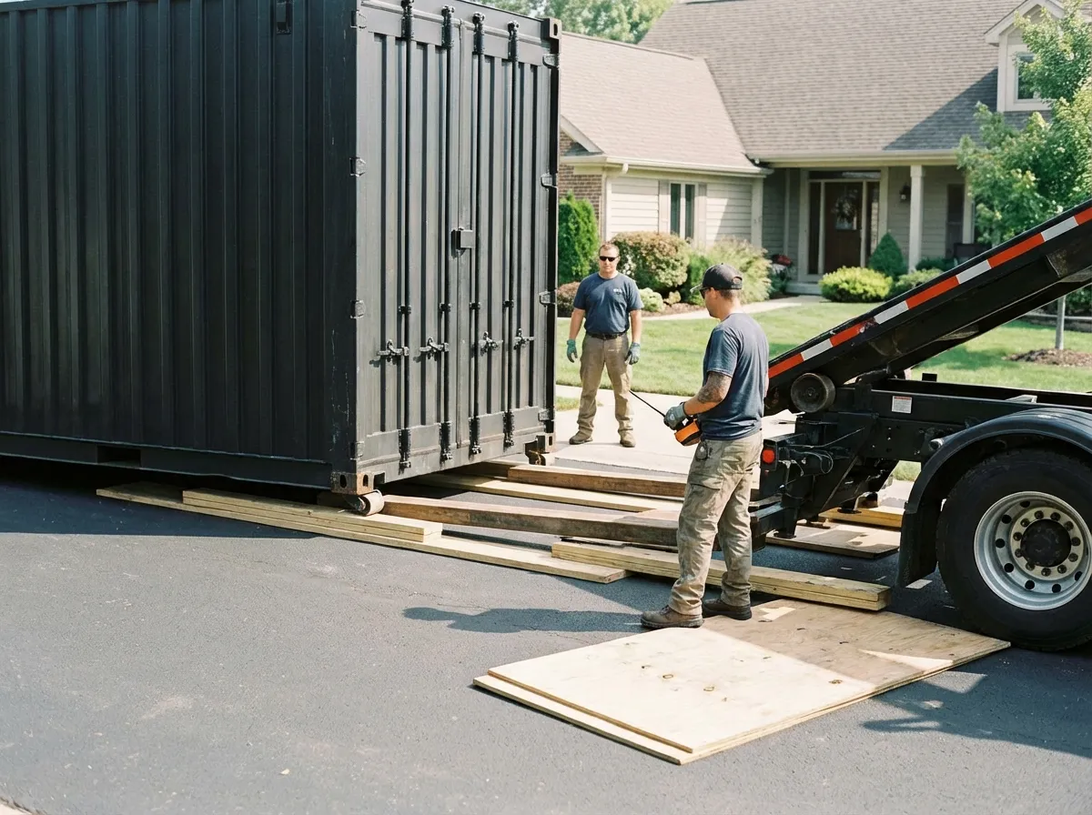 Driveway protection and delivery preparation for dumpster rental in Midland, TX