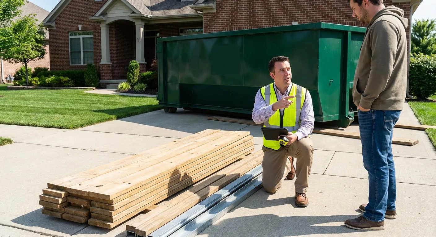 Dumpster rental delivery truck in Midland