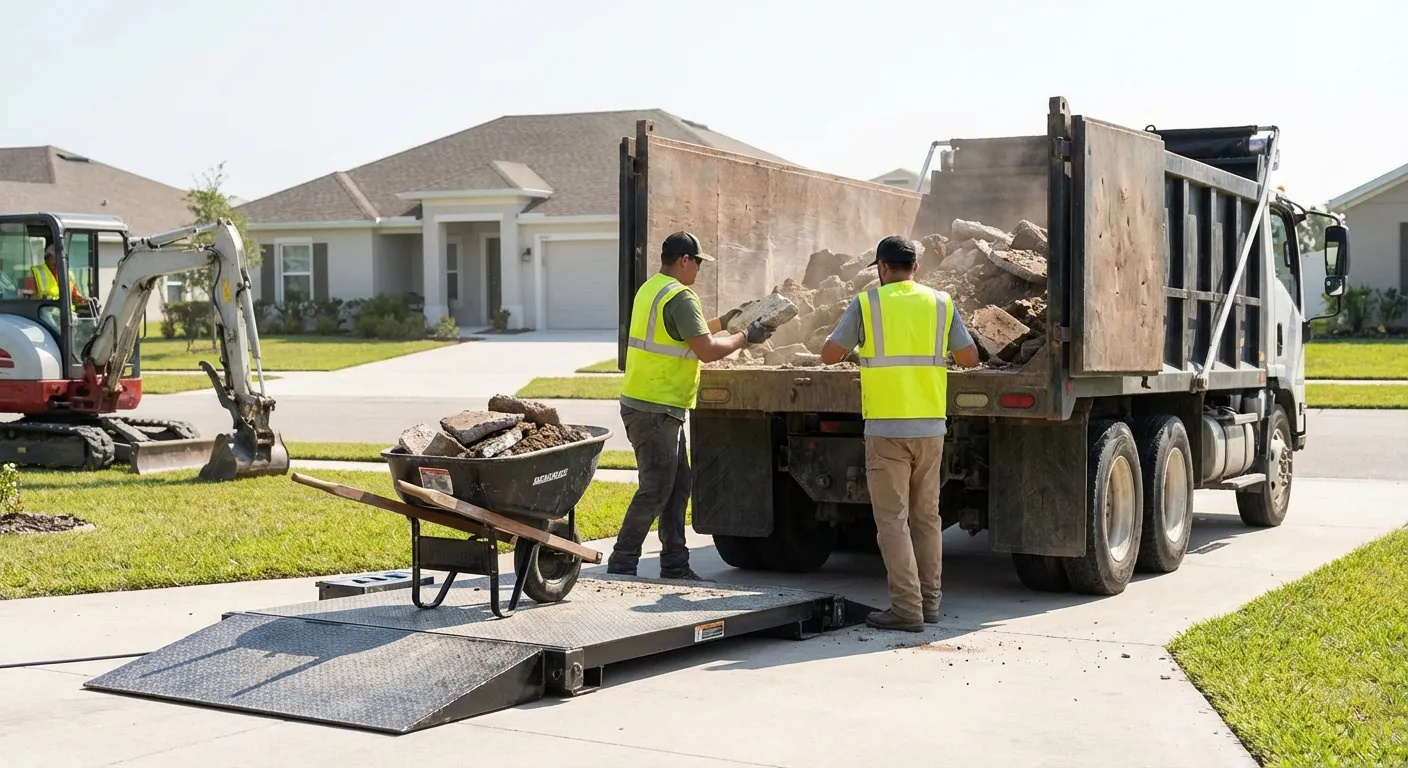 Heavy debris dumpster loaded with concrete in Midland, TX